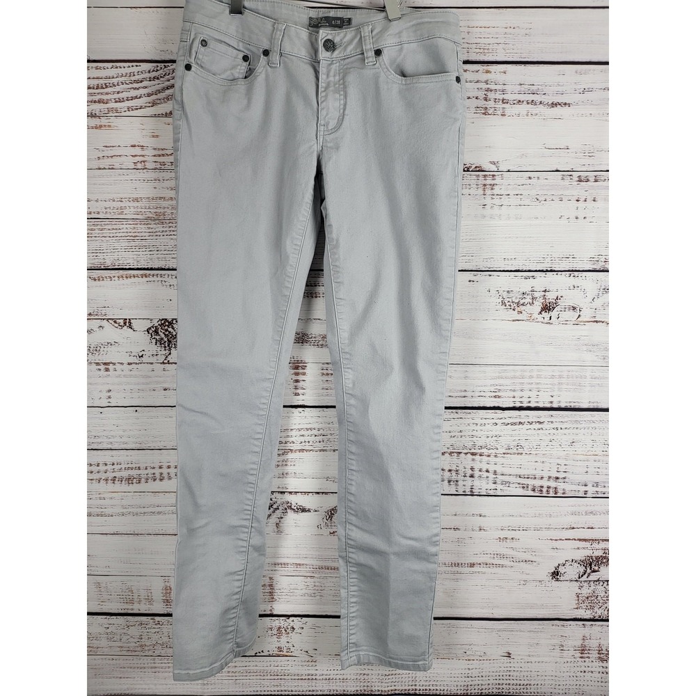 Prana Jeans 6/28 Womens Grey Mid‎ Rise Skinny Leg Pockets